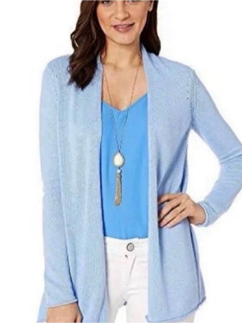 Lilly Pulitzer Light Blue Open-Front Cardigan